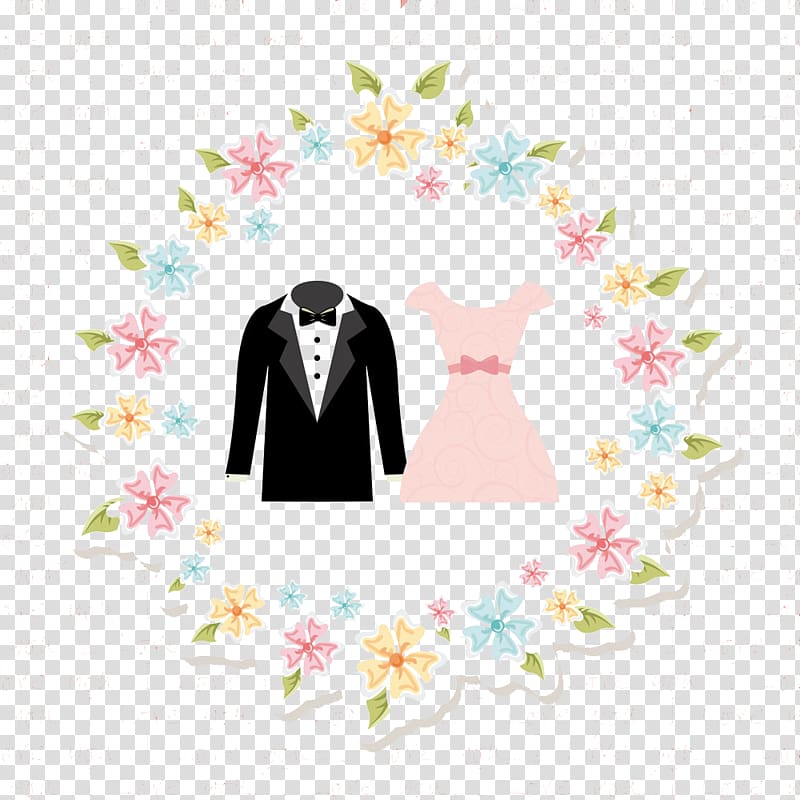 pink midi dress and black notched lapel suit jacket illustration, Wedding invitation Illustration, wedding transparent background PNG clipart