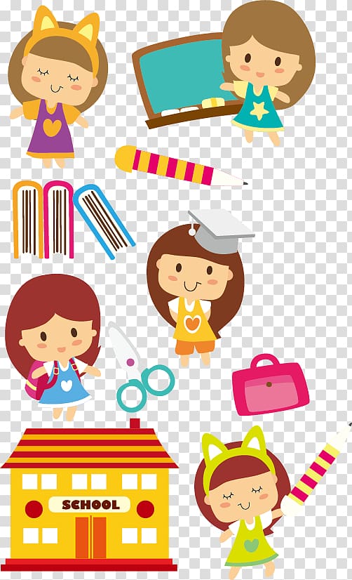 Student , Students pull cartoon material Free transparent background PNG clipart