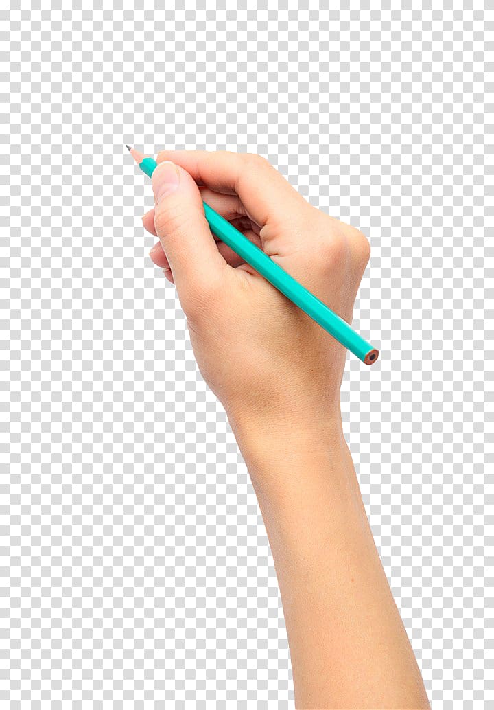 person holding cyan pencil, Printed T-shirt Airbrush Paint, Holding pen in hand transparent background PNG clipart