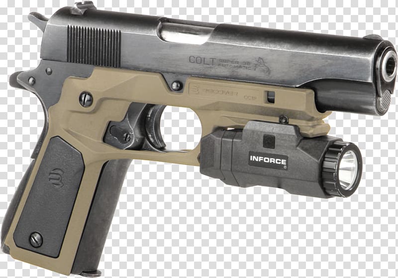Gun Holsters M1911 pistol Rail system Handgun, Tactical Light transparent background PNG clipart