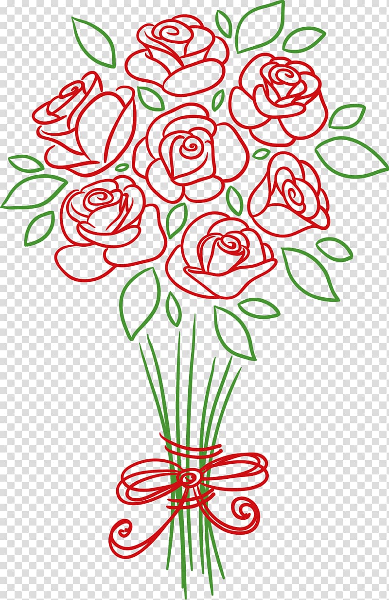 Wedding invitation Flower bouquet Rose, Line Flower transparent background PNG clipart