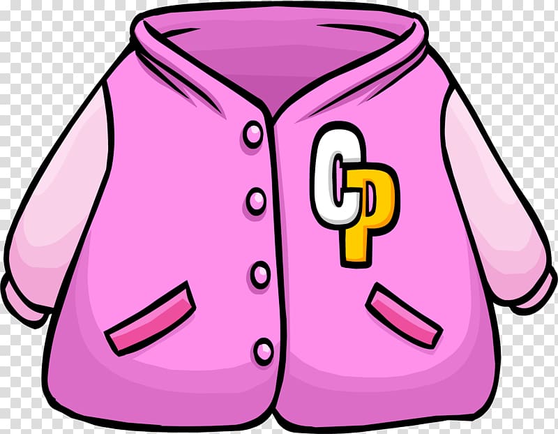 Jacket T-shirt Club Penguin Letterman Clothing, pink cartoon transparent background PNG clipart