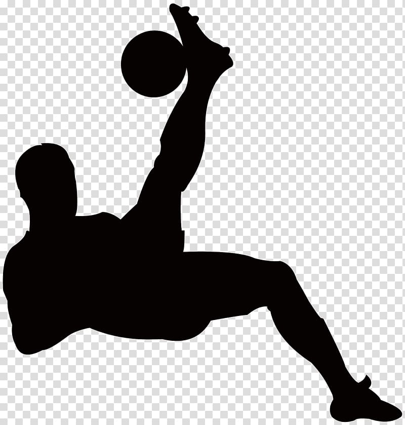 man kicking ball , Football player, Football Player Silhouette transparent background PNG clipart