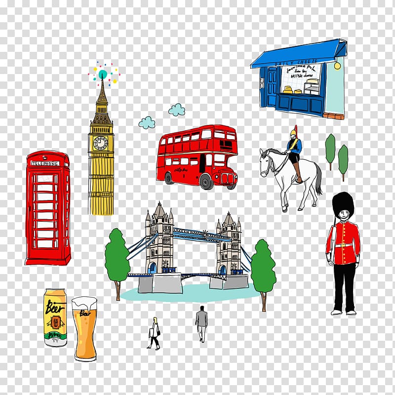 assorted , London illustration Illustration, Hand painted London Bridge transparent background PNG clipart