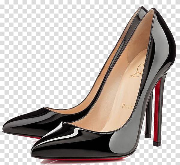 Quartier Pigalle Court shoe High-heeled footwear Patent leather, Black smooth surface high-heeled shoes transparent background PNG clipart