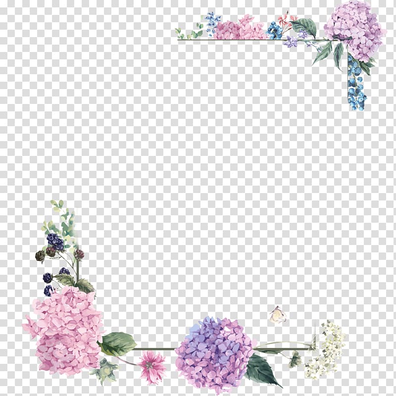 Flower bouquet Floral design, Purple blossom borders, pink and green floral frame illustration transparent background PNG clipart