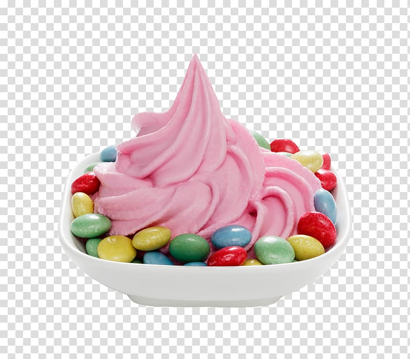 Strawberry ice cream Sundae Frozen yogurt Soft serve, Rainbow sugar ice cream transparent background PNG clipart