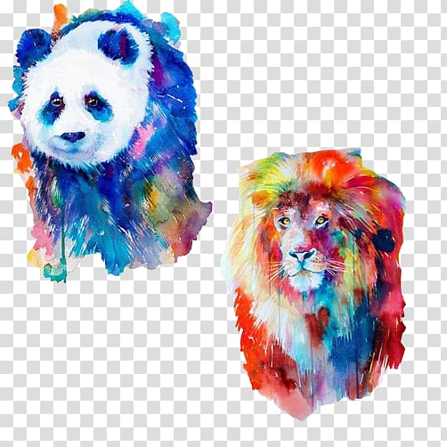 Watercolor painting Art Lion Illustration, Cats watercolor Avatar transparent background PNG clipart