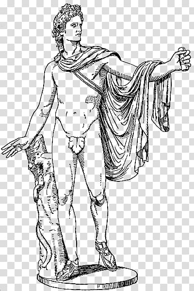 man holding stick art, Apollo Statue transparent background PNG clipart