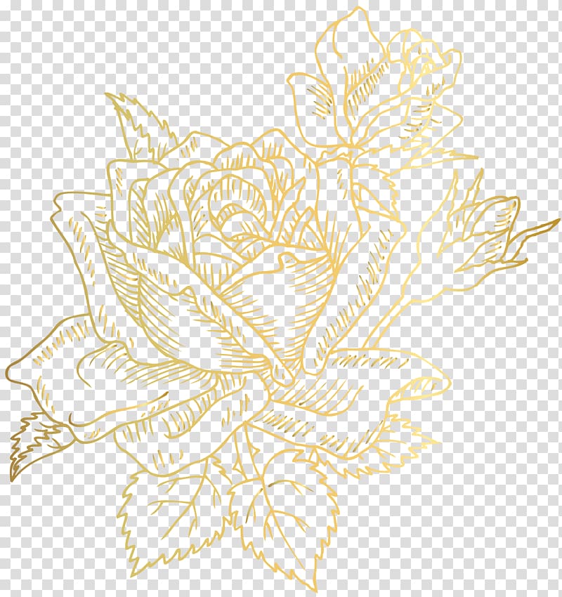 gold rose sketch, Flower Rose , rose gold transparent background PNG clipart