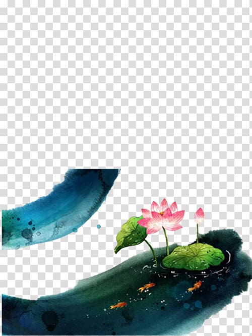 Nelumbo nucifera Ink wash painting Watercolor painting , Ink lotus transparent background PNG clipart