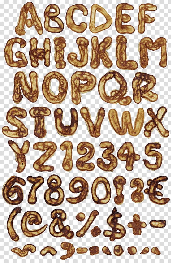 Pancake Number Font Alphabet Lettering, restaurant is decorated transparent background PNG clipart
