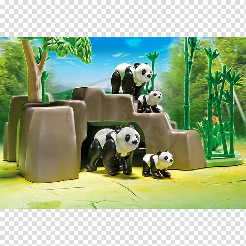 Giant panda Playmobil Toy block Tropical woody bamboos, wild life transparent background PNG clipart