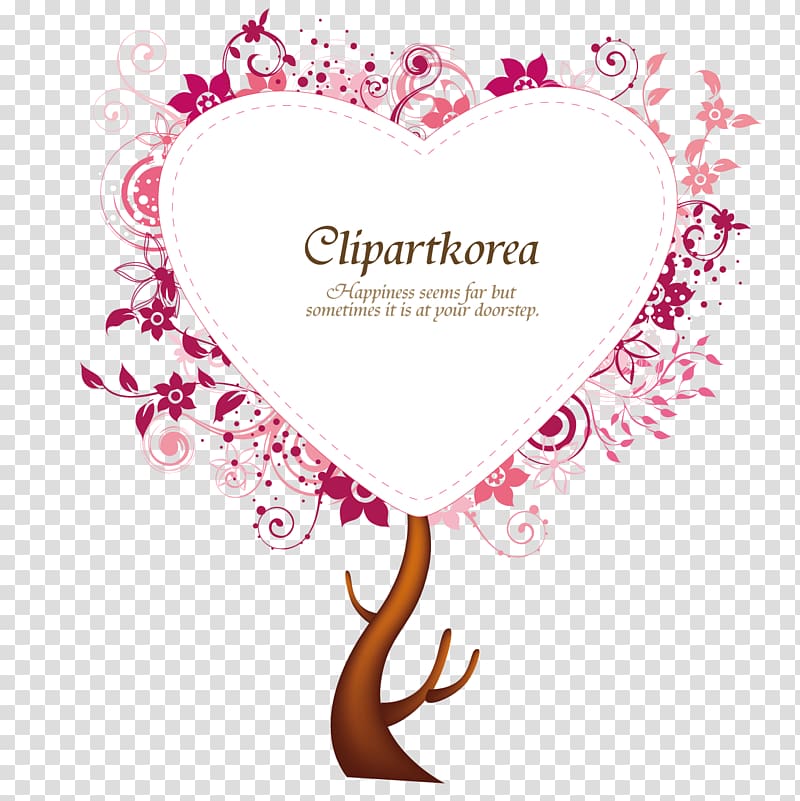 Heart frame, Exquisite love tree greeting card transparent background PNG clipart