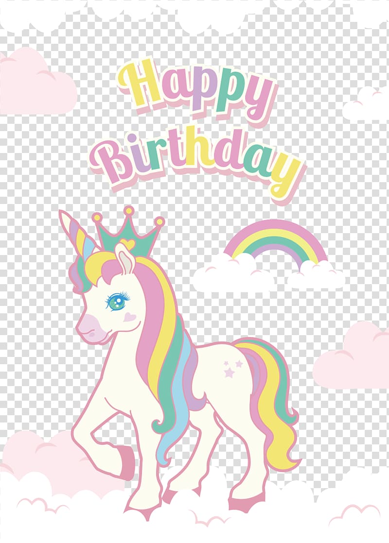 euclidean hand painted color unicorn birthday decorations unicorn happy birthday illustration transparent background png clipart hiclipart euclidean hand painted color unicorn