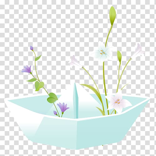 Paper Boat Blue, Light blue paper boat decoration transparent background PNG clipart