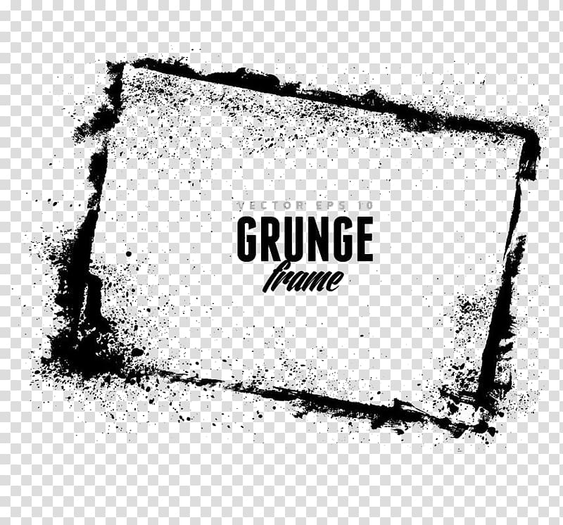 grunge frame text, Korean splash ink HD material transparent background PNG clipart