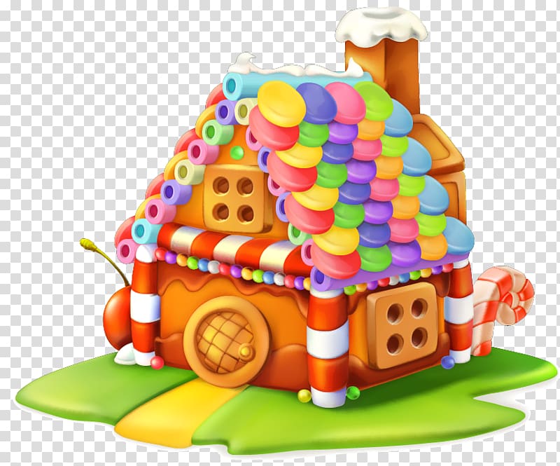 candy house illsutration, Gingerbread house Cupcake Sweetness Candy, Colorful cartoon cabin transparent background PNG clipart