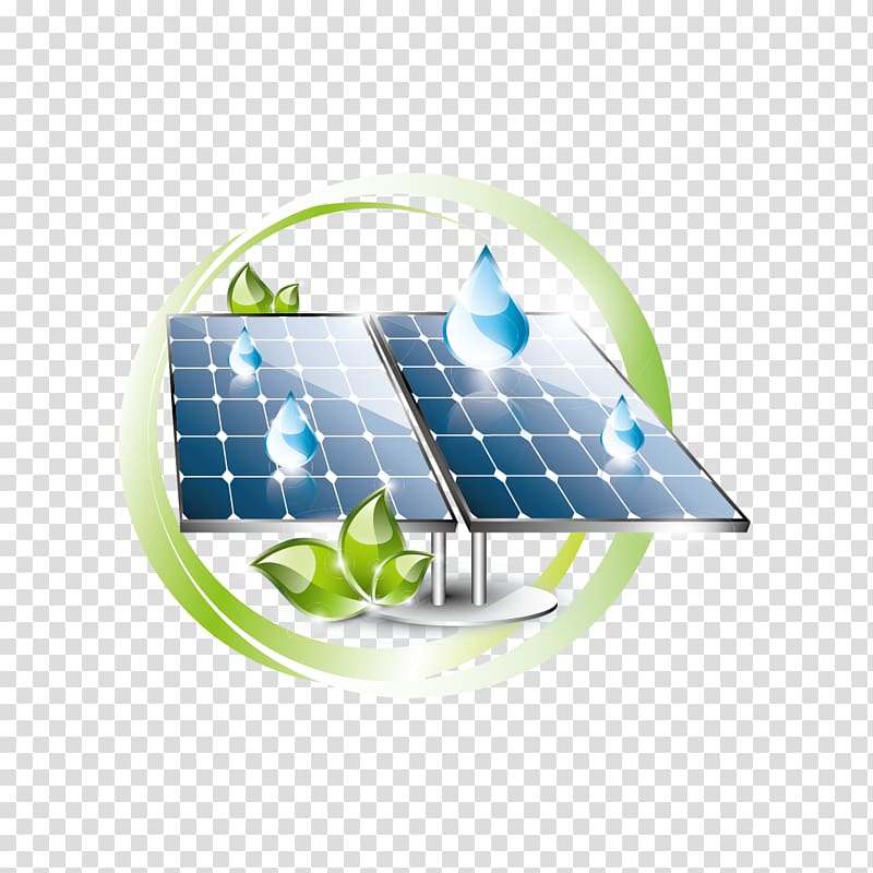 Solar panel Solar power Solar energy, solar and water droplets transparent background PNG clipart
