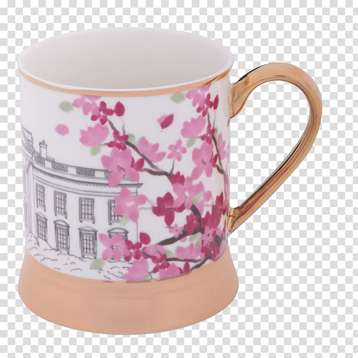 Coffee cup White House Mug Cherry blossom Tidal Basin, white house transparent background PNG clipart