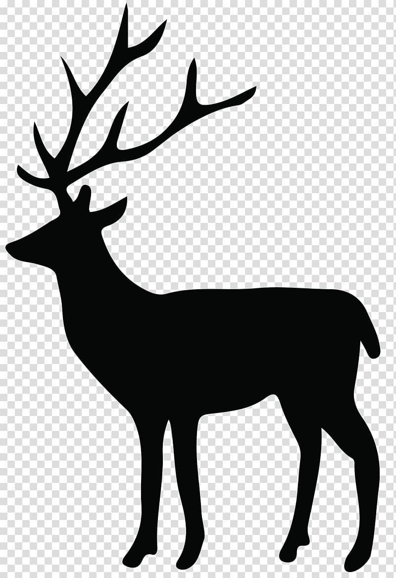 silhouette of deer illustration, Reindeer Silhouette White-tailed deer , Deer Silhouette transparent background PNG clipart