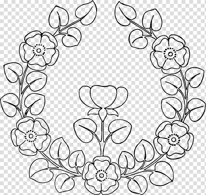 Line art Drawing Visual arts , rose wreath transparent background PNG clipart