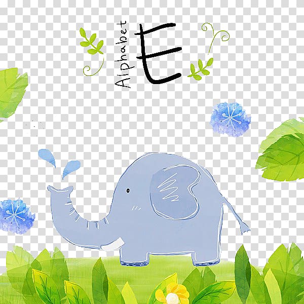 Illustration, The elephant on the grass transparent background PNG clipart