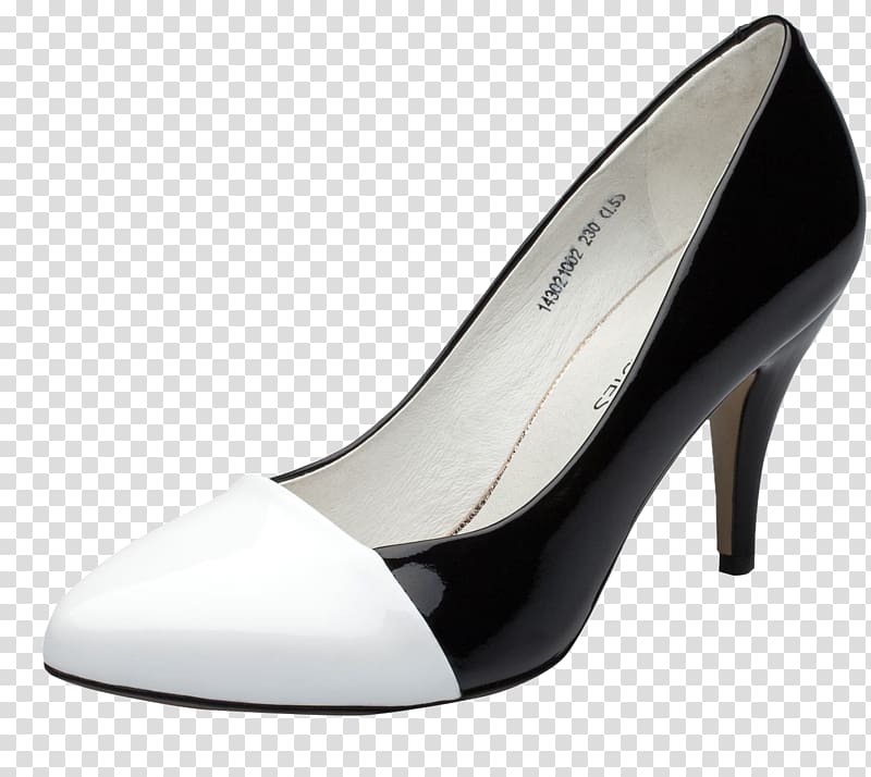 High-heeled footwear Shoe Black and white, Black and white stitching ...