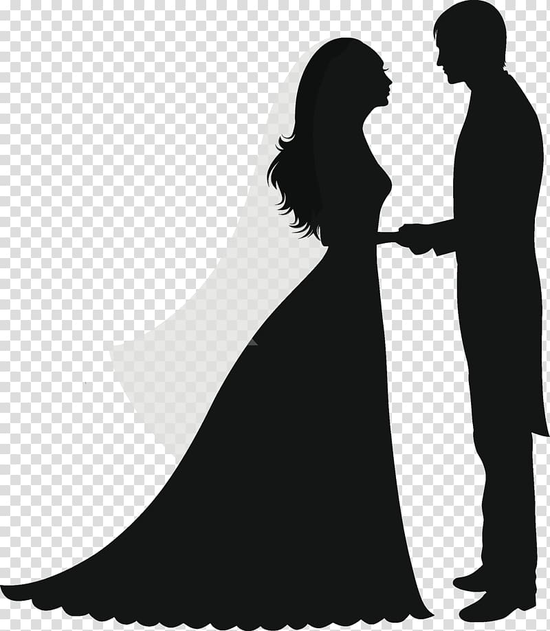 Groom and bride illustration, Wedding invitation Silhouette Marriage ...
