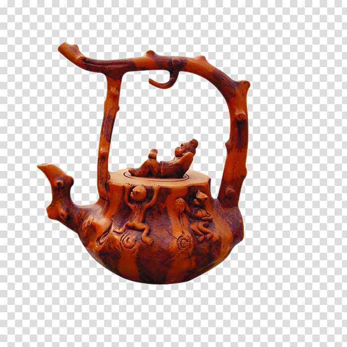 Yixing clay teapot Kettle, Wood teapot transparent background PNG clipart