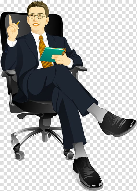 man on rolling chair illustration, Euclidean Businessperson Illustration, Men\'s suits transparent background PNG clipart