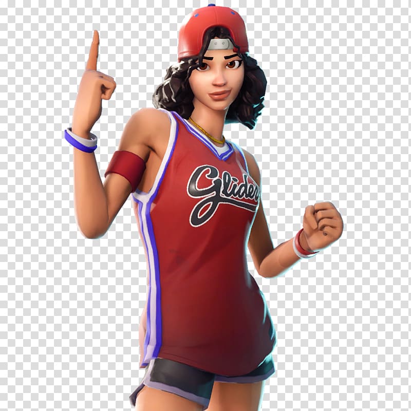 female character in red and blue jersey shirt illustration, Fortnite Jump shot Battle royale game Video game Epic Games, basketball transparent background PNG clipart