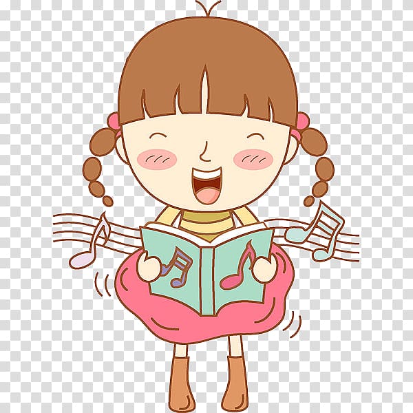 Free school meal, A little girl singing transparent background PNG clipart