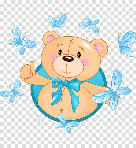 brown bear , Teddy bear Cuteness , Cartoon bear butterfly transparent background PNG clipart