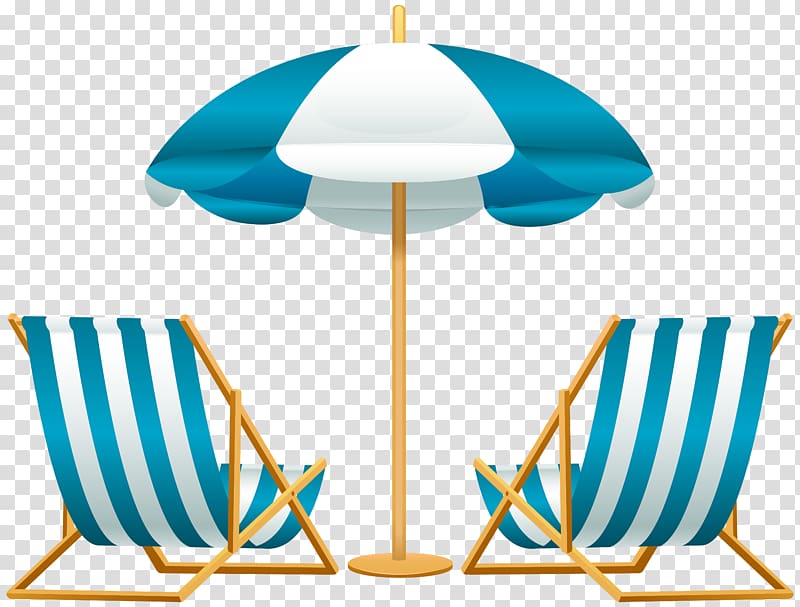 white and blue beach umbrella and two deck chairs, Beach Chair Umbrella , Beach sun umbrellas and chairs transparent background PNG clipart