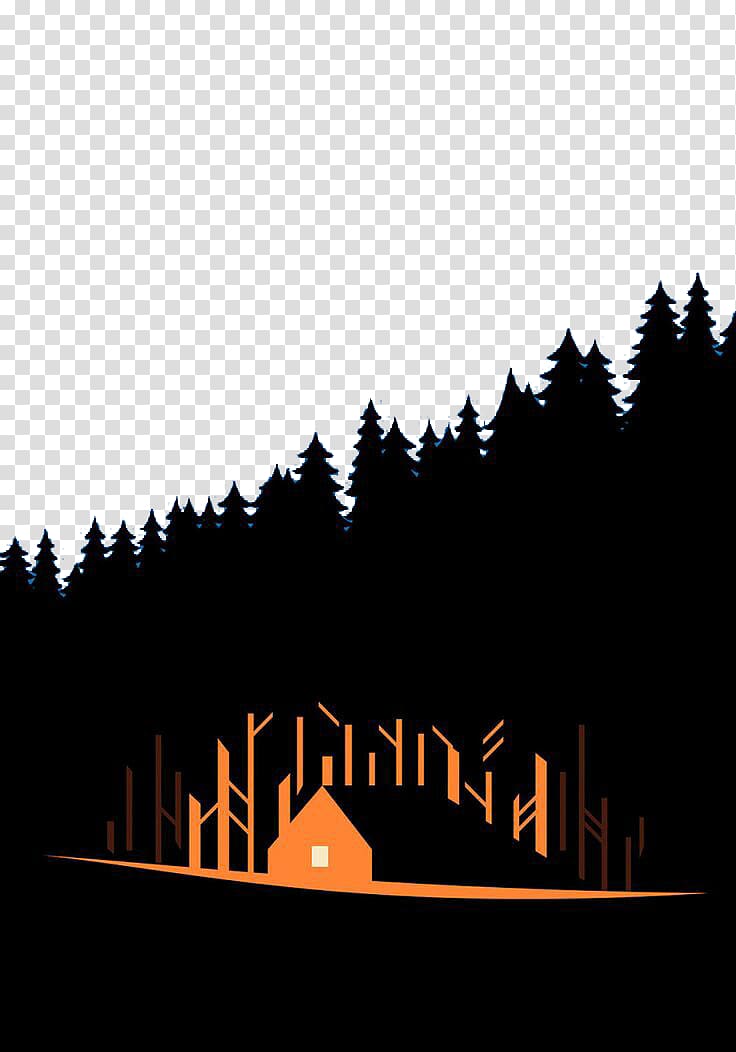 house and trees , Hey Graphic design Design studio Illustration, Dark Forest camp transparent background PNG clipart