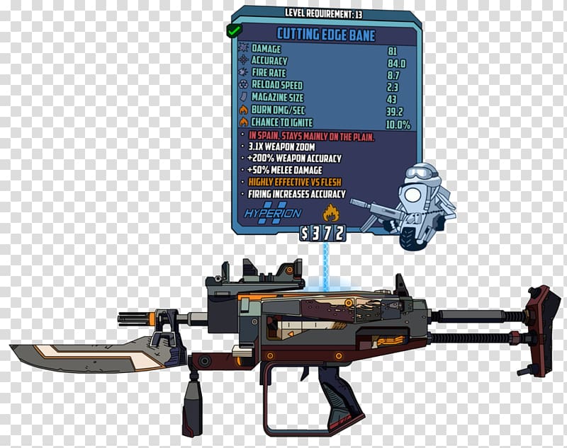 Borderlands 2 Weapon Gun Firearm, others transparent background PNG clipart