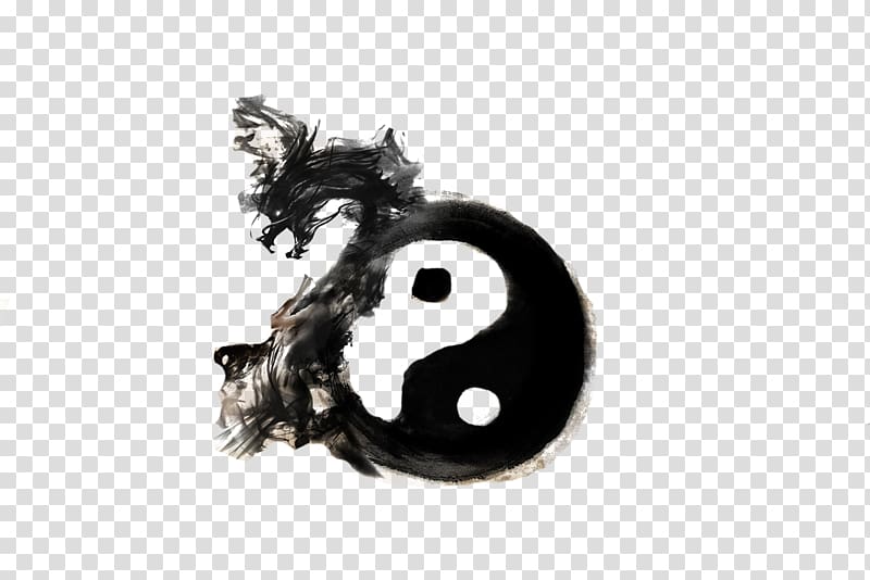 Taijitu Bagua Chinese dragon, Tai Chi Dragon Ink material transparent background PNG clipart