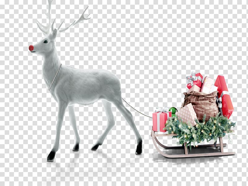 Santa Claus Deer Christmas Sticker Gift, Christmas transparent background PNG clipart