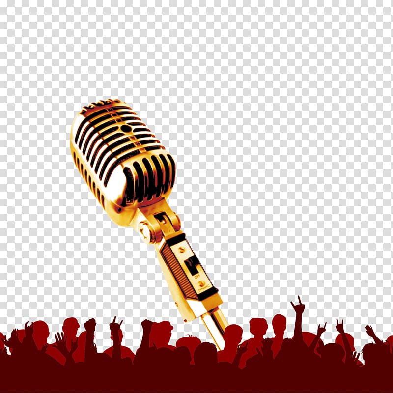 gold condenser microphone, Musical ensemble Marching band Concert , Gold microphone transparent background PNG clipart