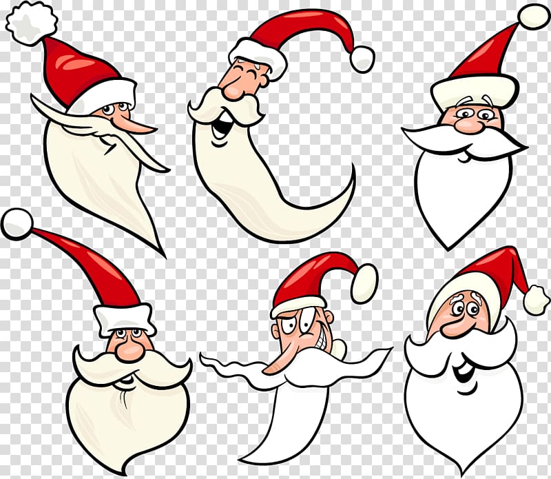 Santa Claus Cartoon Illustration Hand Painted Santa Claus Beard