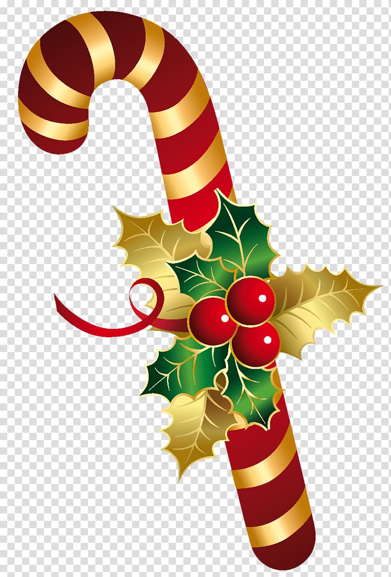 red and brown candy cane illustration, Candy cane Christmas Santa Claus , Golden and Red Christmas Candy Cane transparent background PNG clipart