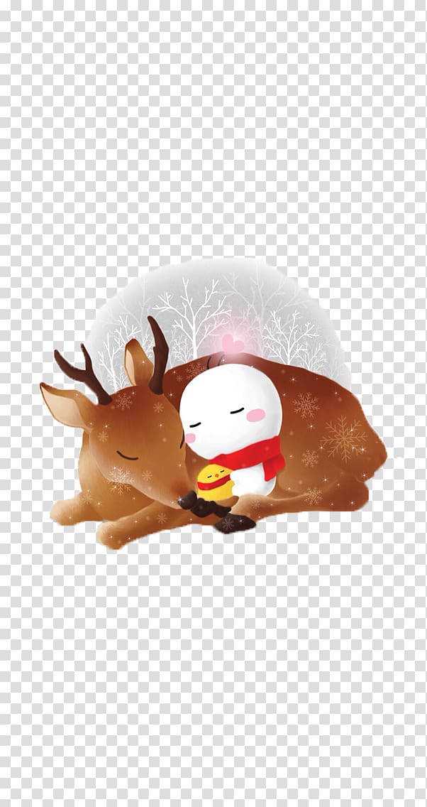LINE Christmas KakaoTalk Naver Illustration, Cute snowman Christmas deer transparent background PNG clipart