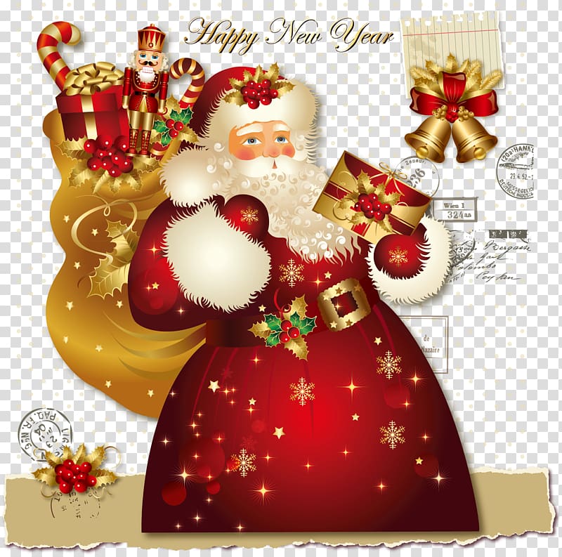 Greeting card Christmas card , Beautifully Santa background material transparent background PNG clipart