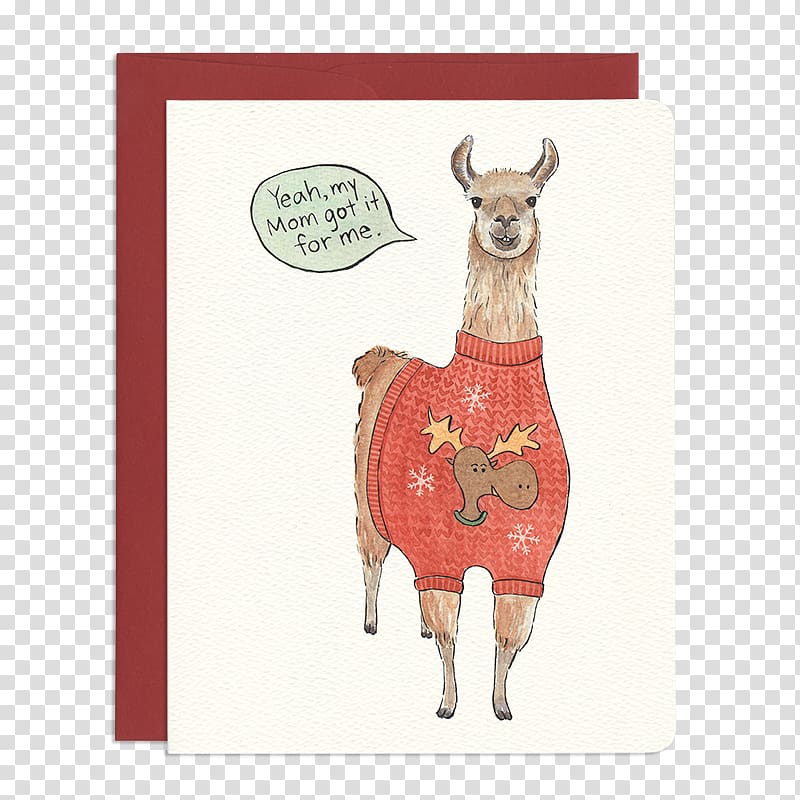 Greeting & Note Cards Llama Christmas card Christmas jumper, Birthday transparent background PNG clipart