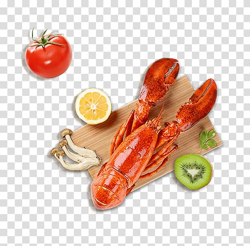 American lobster Palinurus Food Vegetable, The lobster on the cutting board transparent background PNG clipart