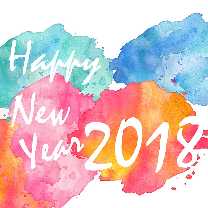 New Year Gift, Happy New Year 2018 color splatter transparent background PNG clipart