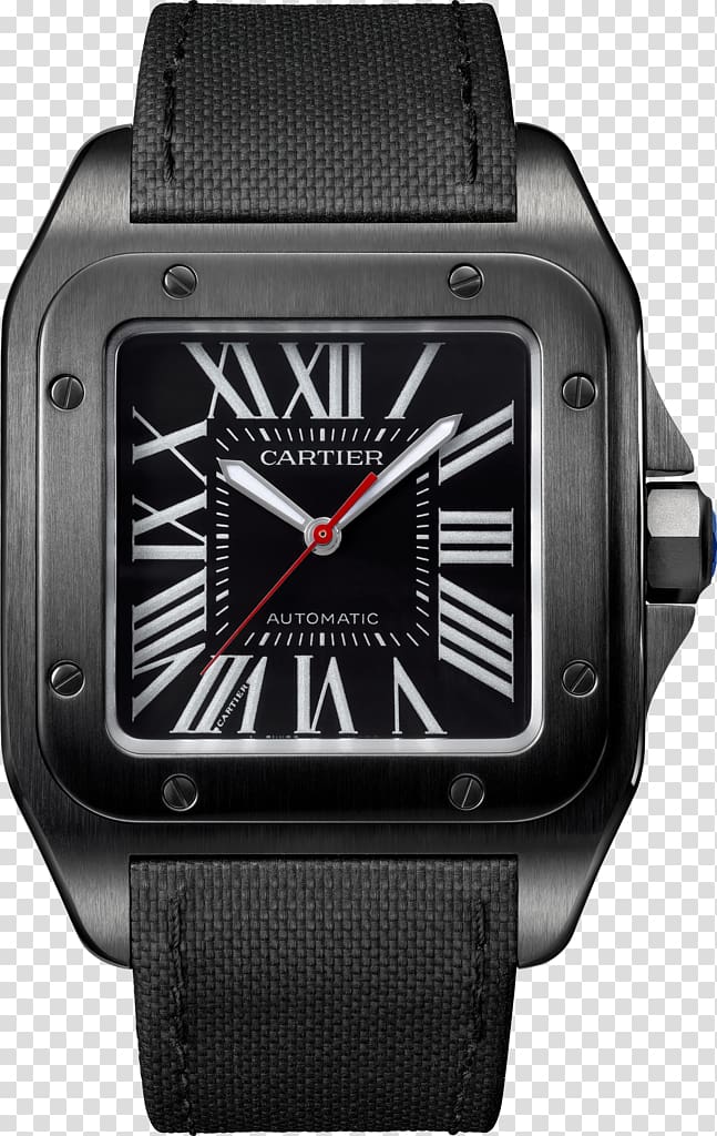 Cartier Santos 100 Automatic watch Cartier Ballon Bleu, Carbon Steel transparent background PNG clipart