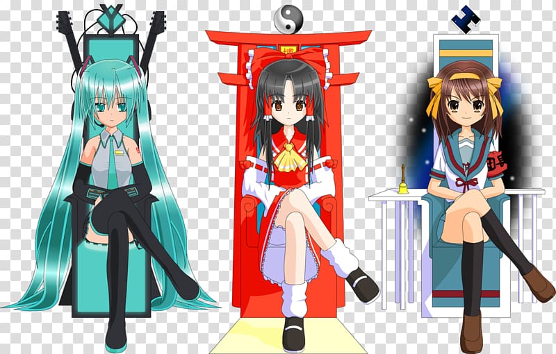 Reimu Hakurei Hatsune Miku Haruhi Suzumiya Gensokyo Vocaloid, hatsune miku transparent background PNG clipart