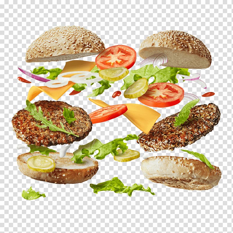 Salmon burger Hamburger Buffalo burger Breakfast sandwich Veggie burger, others transparent background PNG clipart